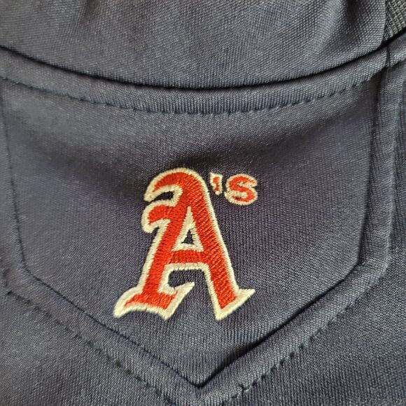 Rawlings Men’s Size Medium Blue Red A's Long Sleeve Jersey 100% Polyester - Picture 2 of 9